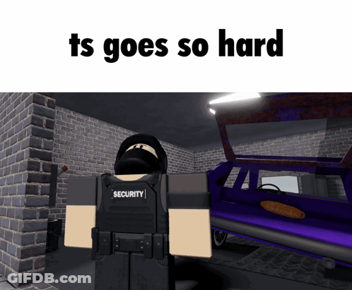 Cartoon Security Guard In Front Of Purple Car GIF