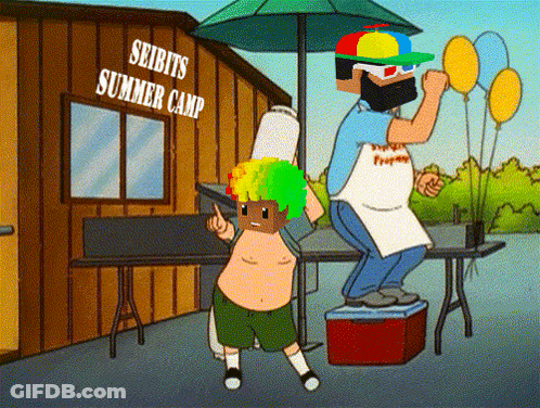 Cartoon Seibits Summer Camp Sign GIF