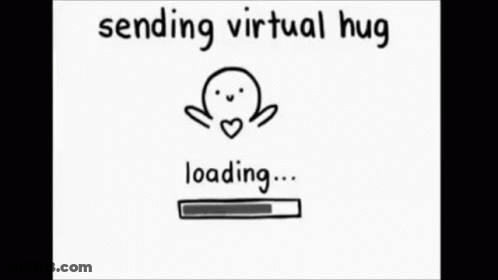 Cartoon Sending Virtual Hug With Loading Bar GIF