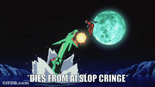 Cartoon Shark Dies From AI Slop Cringe GIF