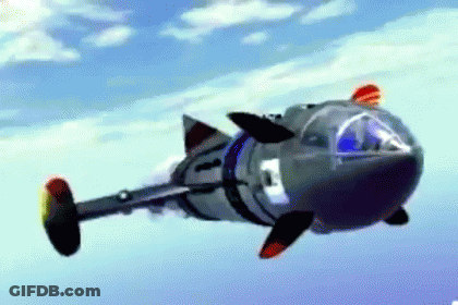 Cartoon Shark Flying Through Sky GIF