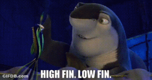 Cartoon Shark Saying High Fin Low Fin GIF