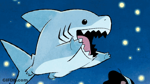 Cartoon Shark With Open Mouth And Tongue Out GIF