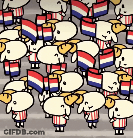 Cartoon Sheep Holding Flags GIF