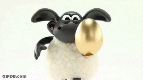 Cartoon Sheep Holding Golden Egg GIF