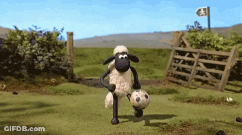 Cartoon Sheep Holding Soccer Ball GIF