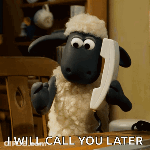 Cartoon Sheep Talking On Phone Saying I Will Call You Later GIF