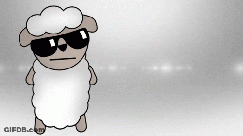 Cartoon Sheep Wearing Sunglasses Step One GIF
