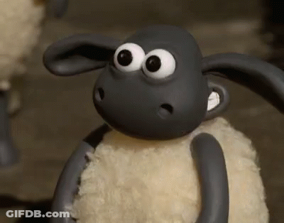 Cartoon Sheep With Big Eyes Making Funny Face GIF