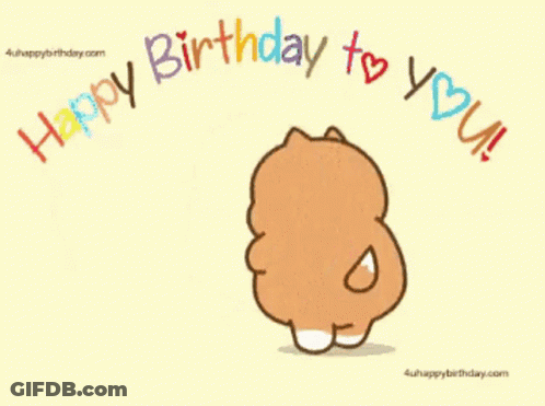 Cartoon Shiba Inu Holding Basket Says Happy Birthday To You GIF