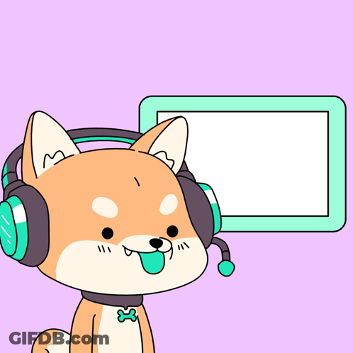Cartoon Shiba Inu Wearing Headphones Pointing To Graph Stoinks GIF