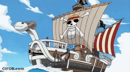 Cartoon Ship With Skull And Crossbones GIF