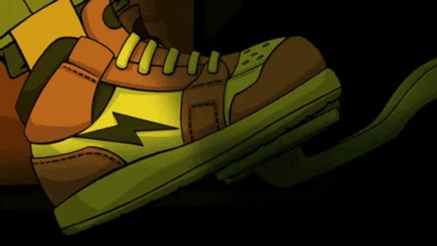 Cartoon Shoes Stepping On A Break GIF
