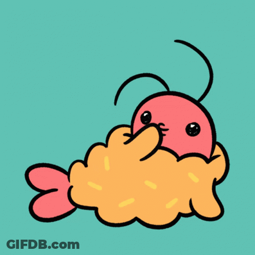 Cartoon Shrimp With Heart Behind It GIF