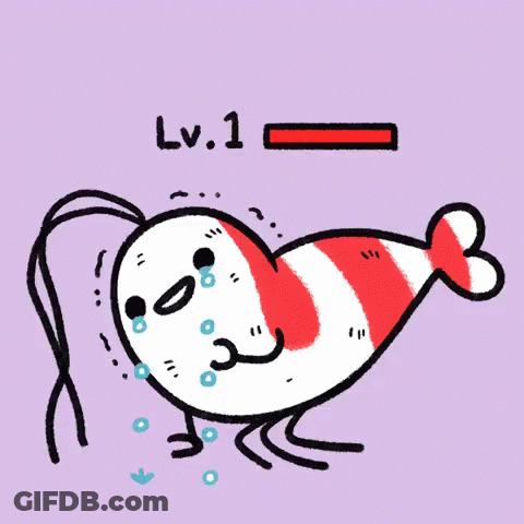 Cartoon Shrimp With LV.1 Bar GIF