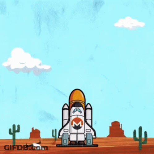 Cartoon Shuttle Flying In Front Of Moon GIF