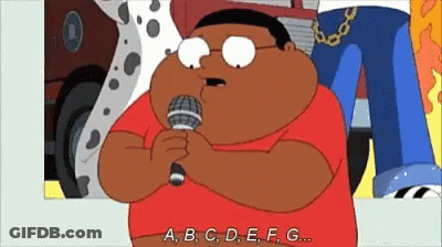 Cartoon Singing Into Microphone With Letters ABCDEFG GIF