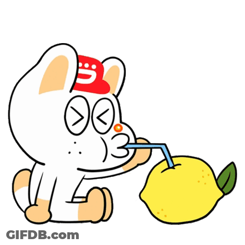 Cartoon Sipping Lemon GIF