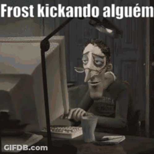 Cartoon Sitting At Computer Frost Kickando Alguem GIF
