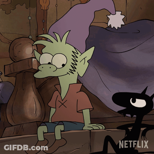 Cartoon Sitting Next To Black Cat Saying Netflix GIF