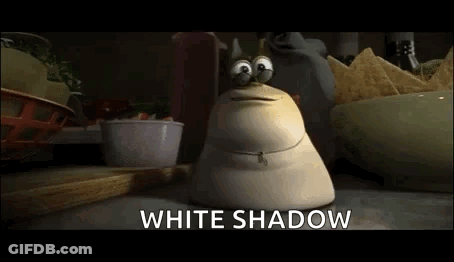 Cartoon Sitting Next To Chips Saying White Shadow GIF