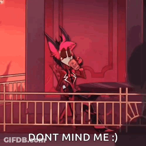 Cartoon Sitting On Balcony Holding Coffee Saying Don't Mind Me GIF