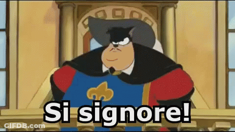 Cartoon Sitting On Balcony Saying Si Signore GIF