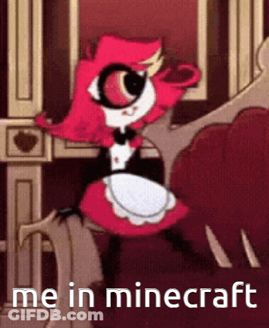 Cartoon Sitting On Chair Saying Me In Minecraft GIF