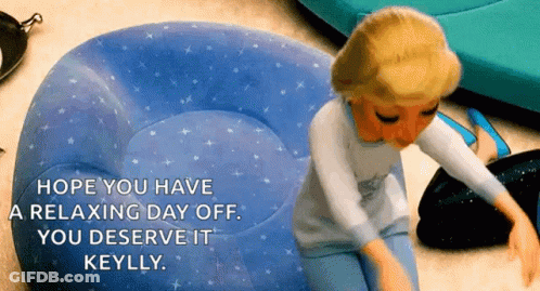 Cartoon Sitting On Inflatable Chair Hope You Have A Relaxing Day Off GIF