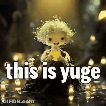 Cartoon Sitting On Rock Saying This Is Yuge GIF