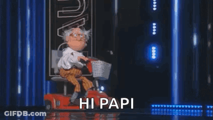 Cartoon Sitting On Scooter Saying Hi Papi GIF