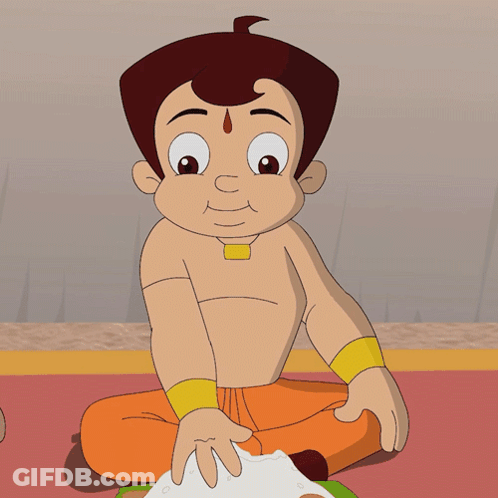 Cartoon Sitting With Bowl Of Rice GIF