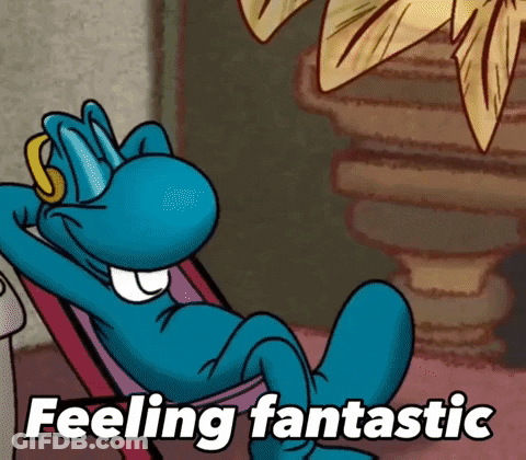 Cartoon Sitting With Feet Up Feeling Fantastic GIF
