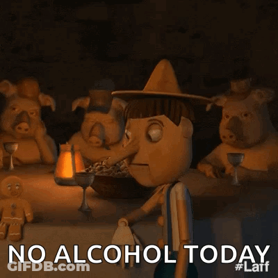 Cartoon Sitting With Pigs No Alcohol Today GIF