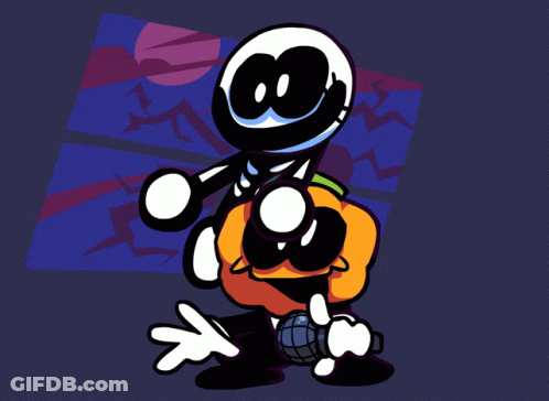 Cartoon Skeleton And Pumpkin Holding Microphone GIF