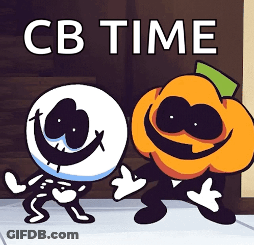 Cartoon Skeleton And Pumpkin With CB Time GIF