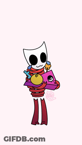 Cartoon Skeleton Holding Pink Item GIF