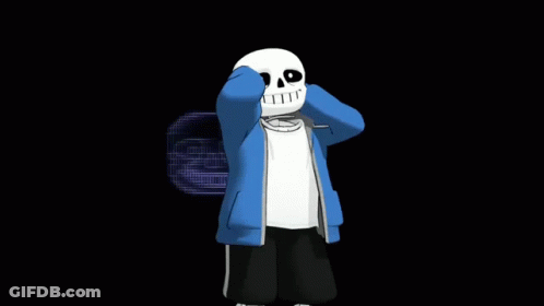 Cartoon Skeleton In Blue Jacket On Black Background GIF