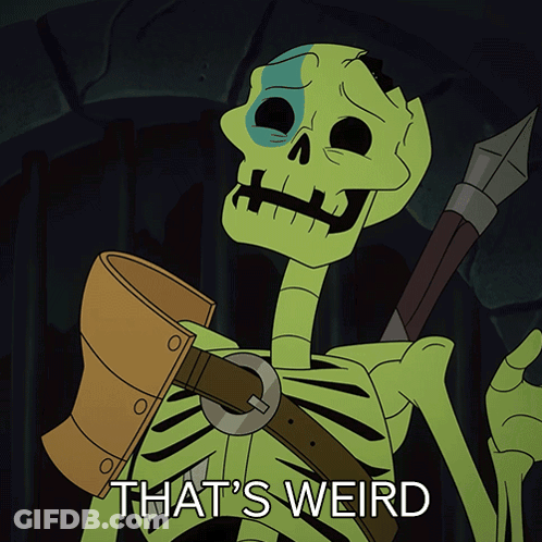 Cartoon Skeleton Saying That's Weird GIF