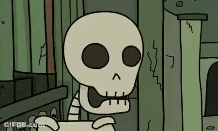 Cartoon Skeleton Standing By Wall GIF