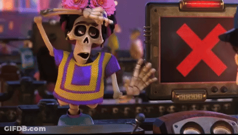 Cartoon Skeleton Standing In Front Of Sign With X GIF