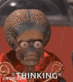 Cartoon Skeleton With Big Brain Thinking GIF