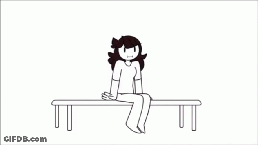 Cartoon Sketch Sitting At Bench GIF