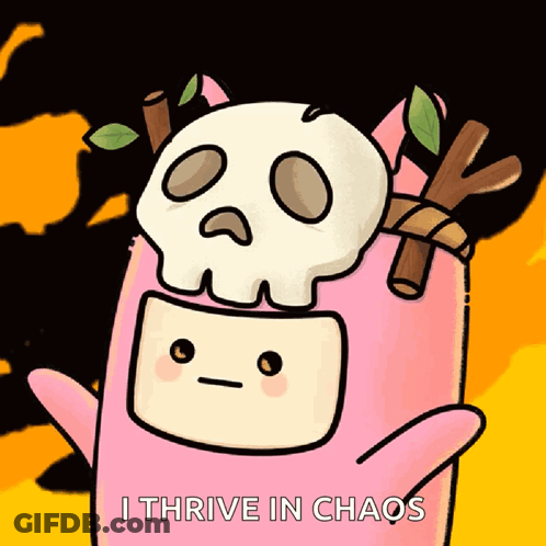 Cartoon Skull Character I Thrive In Chaos GIF