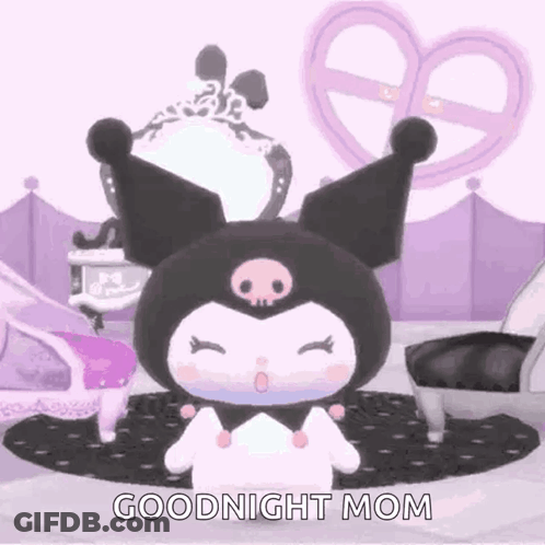 Cartoon Skull Character With Goodnight Mom GIF