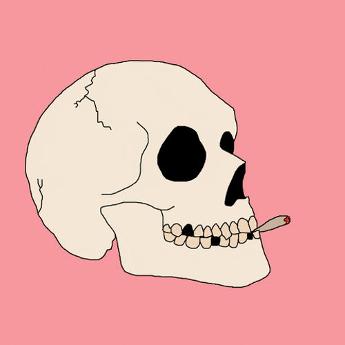 Cartoon Skull Smoking GIF