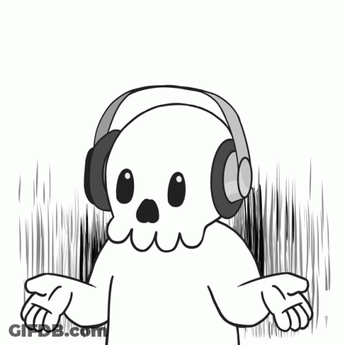 Cartoon Skull Wearing Headphones With Smoke GIF