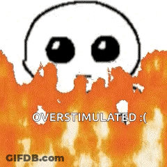 Cartoon Skull With Black Eyes Surrounded By Flames Overstimulated GIF