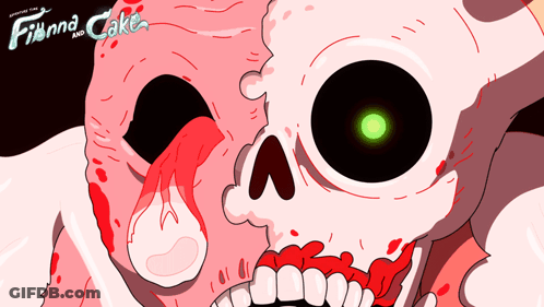 Cartoon Skull With Finna And Cake GIF