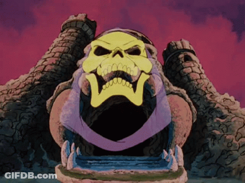 Cartoon Skull With Purple Scarf GIF